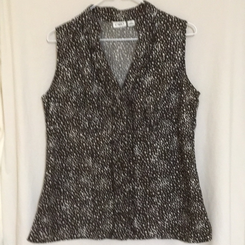 Brown and cream polka dot sleeveless top